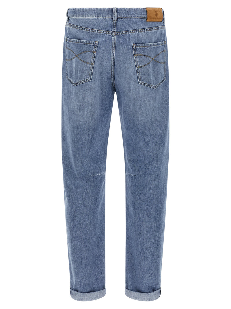Jean droit en coton bleu Brunello Cucinelli
