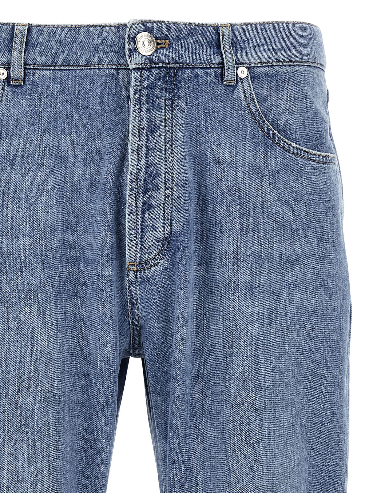 Jean droit en coton bleu Brunello Cucinelli