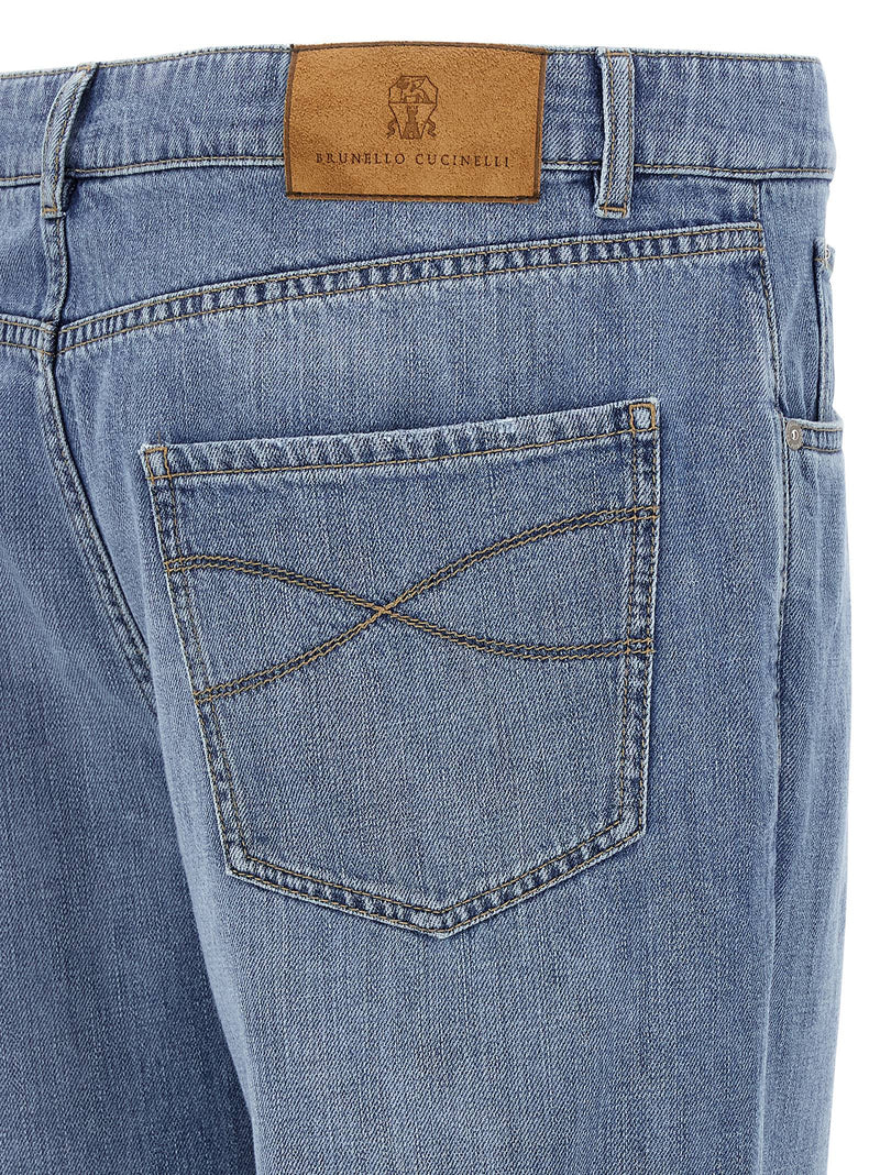 Jean droit en coton bleu Brunello Cucinelli