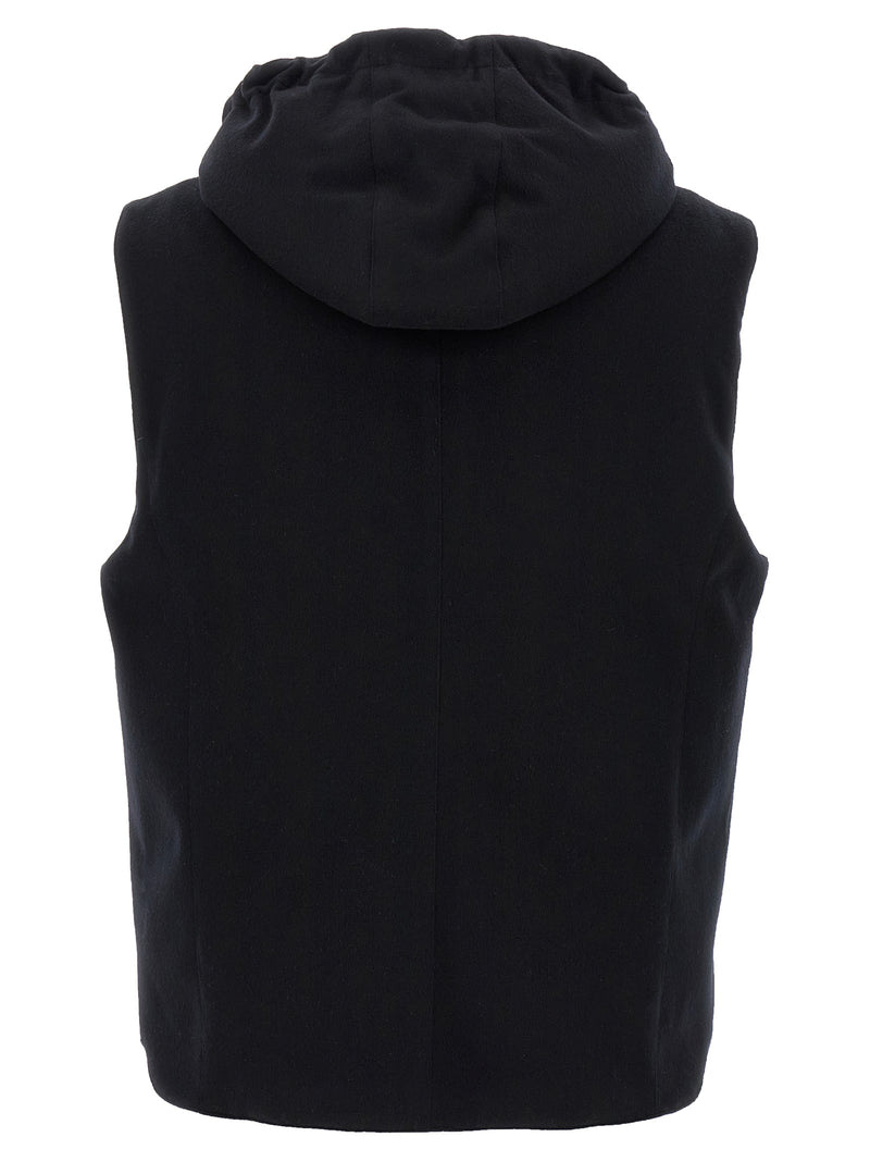 Veste sans manches en laine noire Brunello Cucinelli