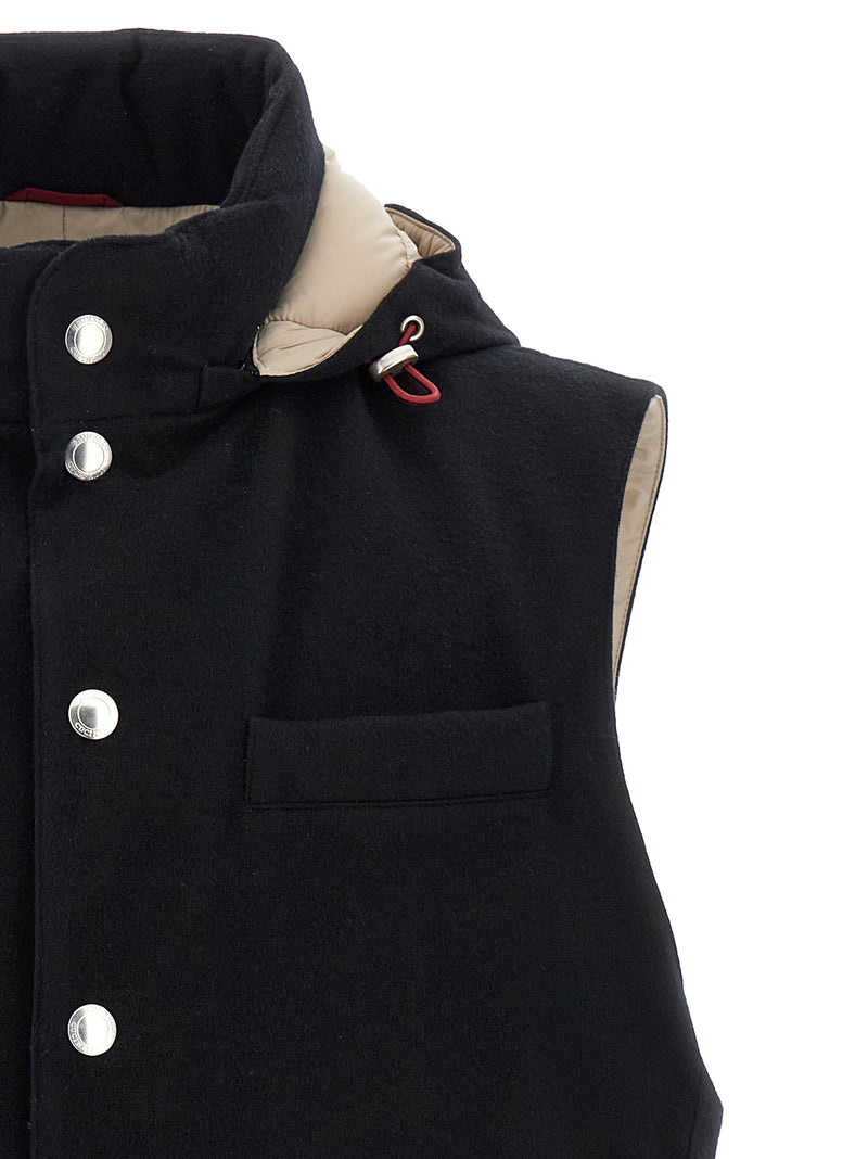 Veste sans manches en laine noire Brunello Cucinelli