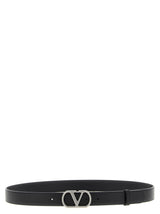 Ceinture classique en cuir de veau noir Valentino Garavani
