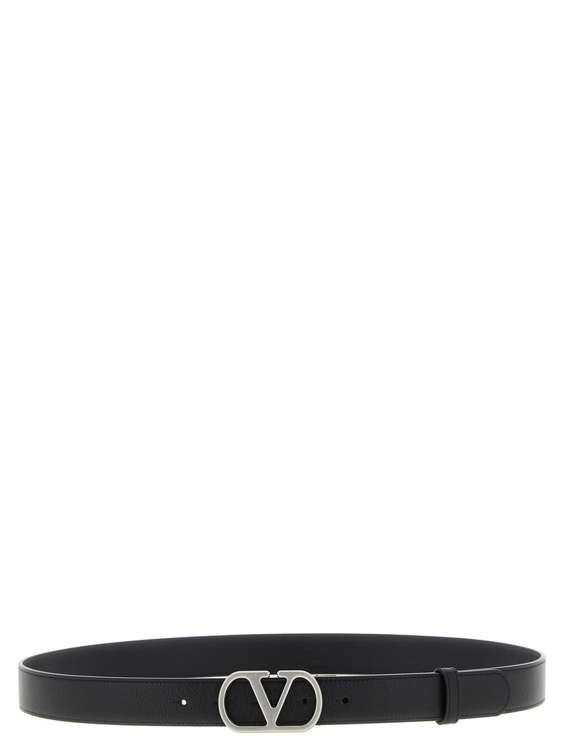 Ceinture classique en cuir de veau noir Valentino Garavani