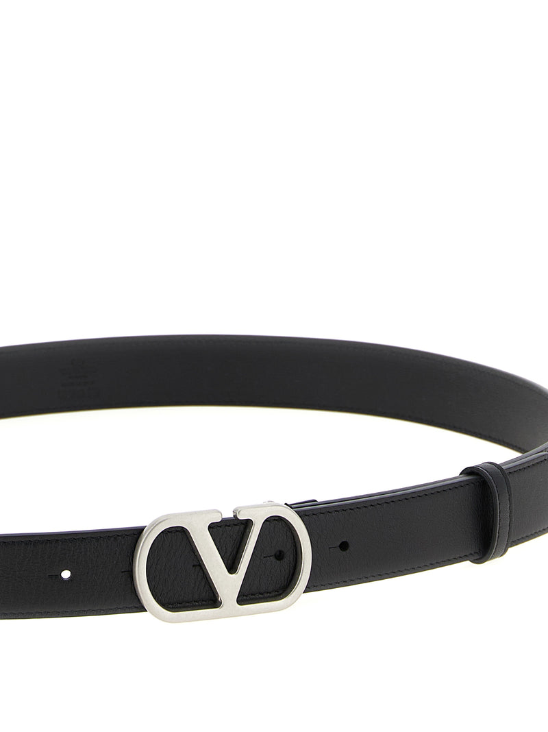 Ceinture classique en cuir de veau noir Valentino Garavani