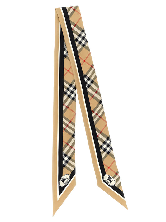 Burberry Beige Satin Foulard - Luxurious Silk Accessory