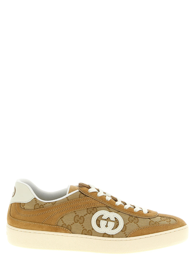 Gucci Baskets Basses en Cuir de Veau Beige