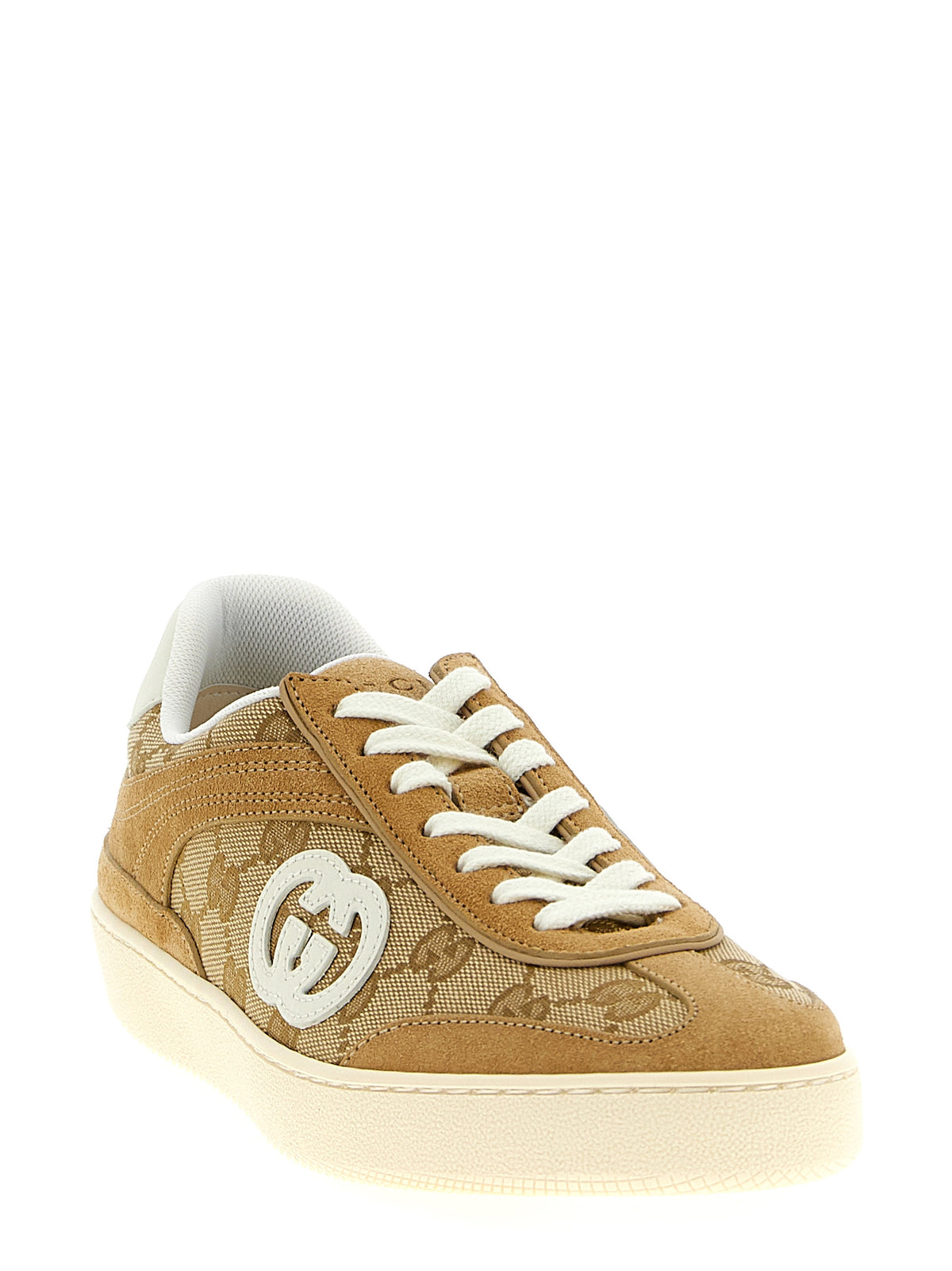 Gucci Baskets Basses en Cuir de Veau Beige