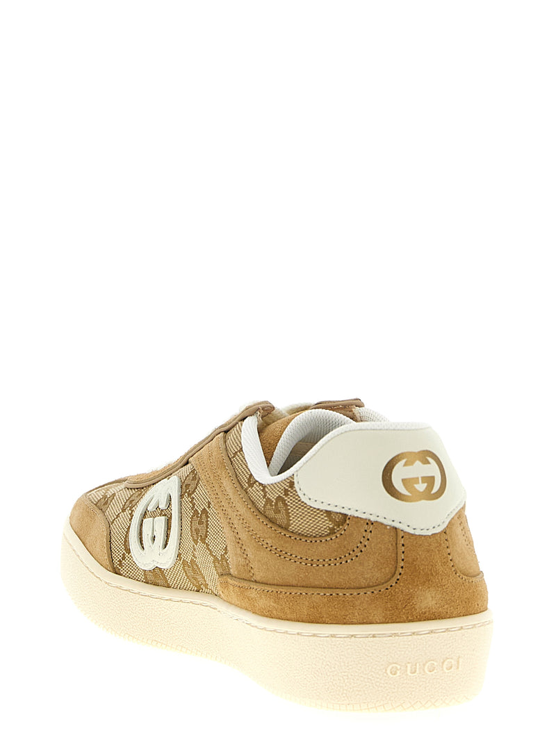 Gucci Baskets Basses en Cuir de Veau Beige