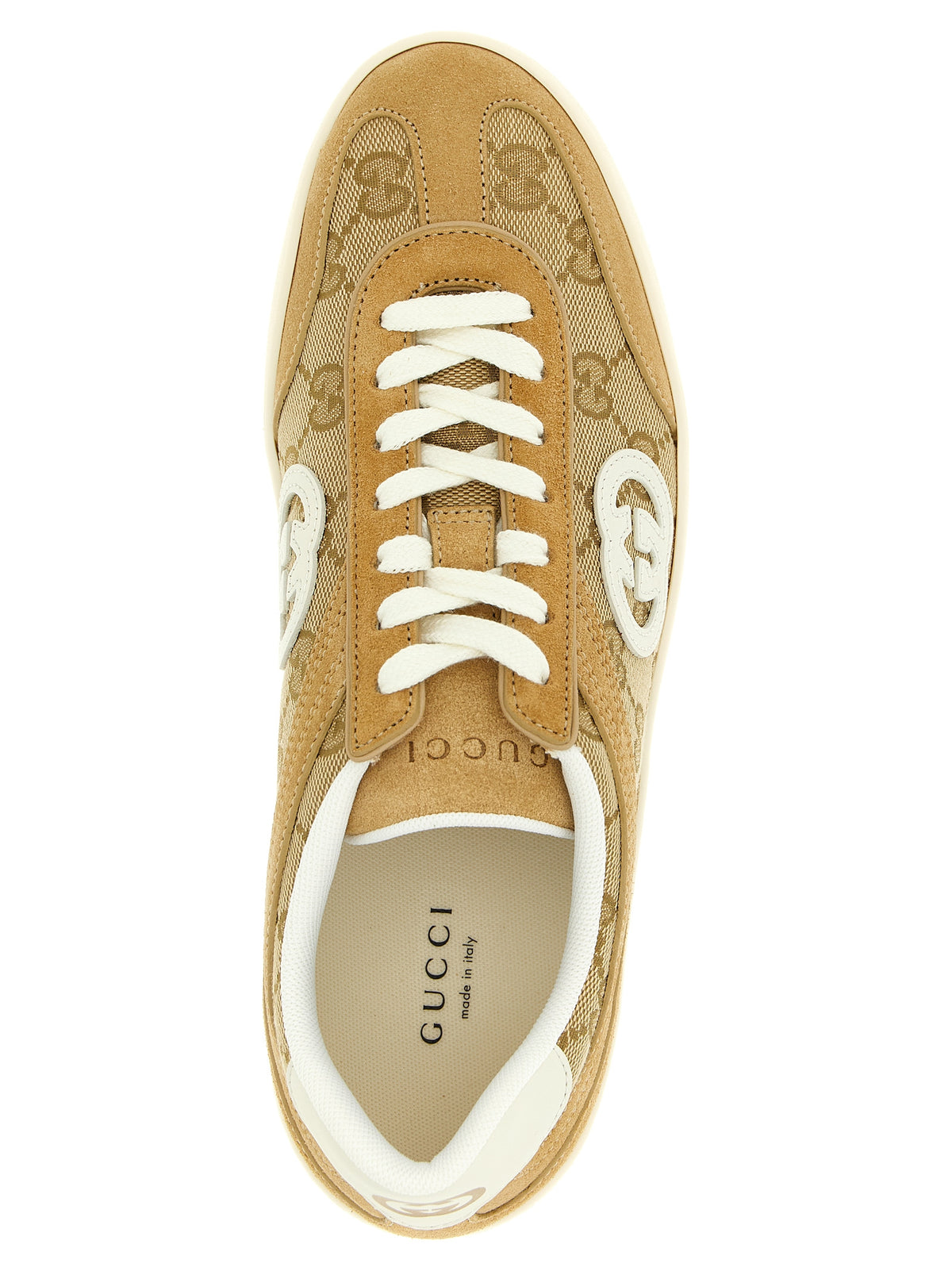 Gucci Baskets Basses en Cuir de Veau Beige