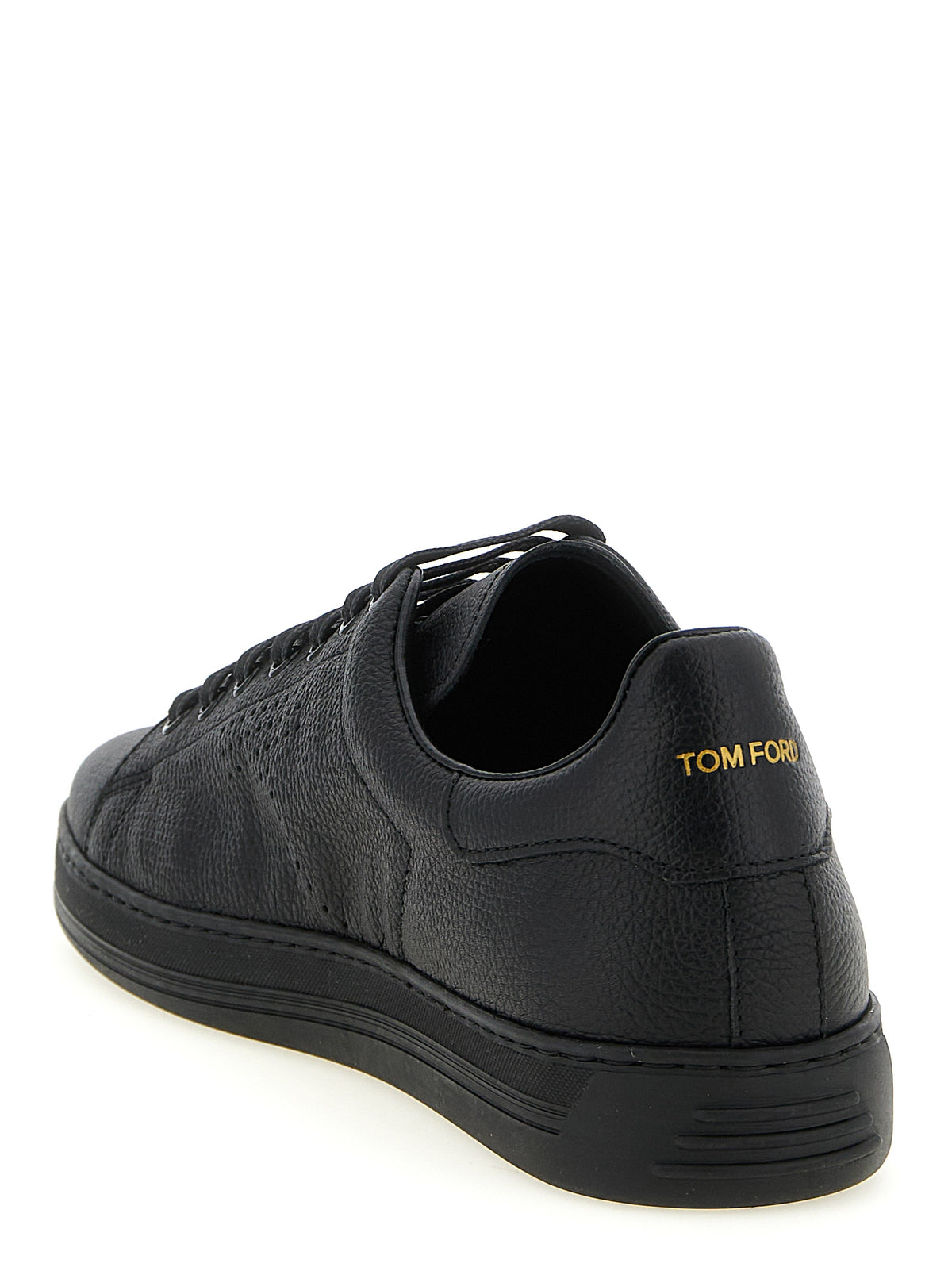 Tom Ford Black Leather Low Top Sneakers