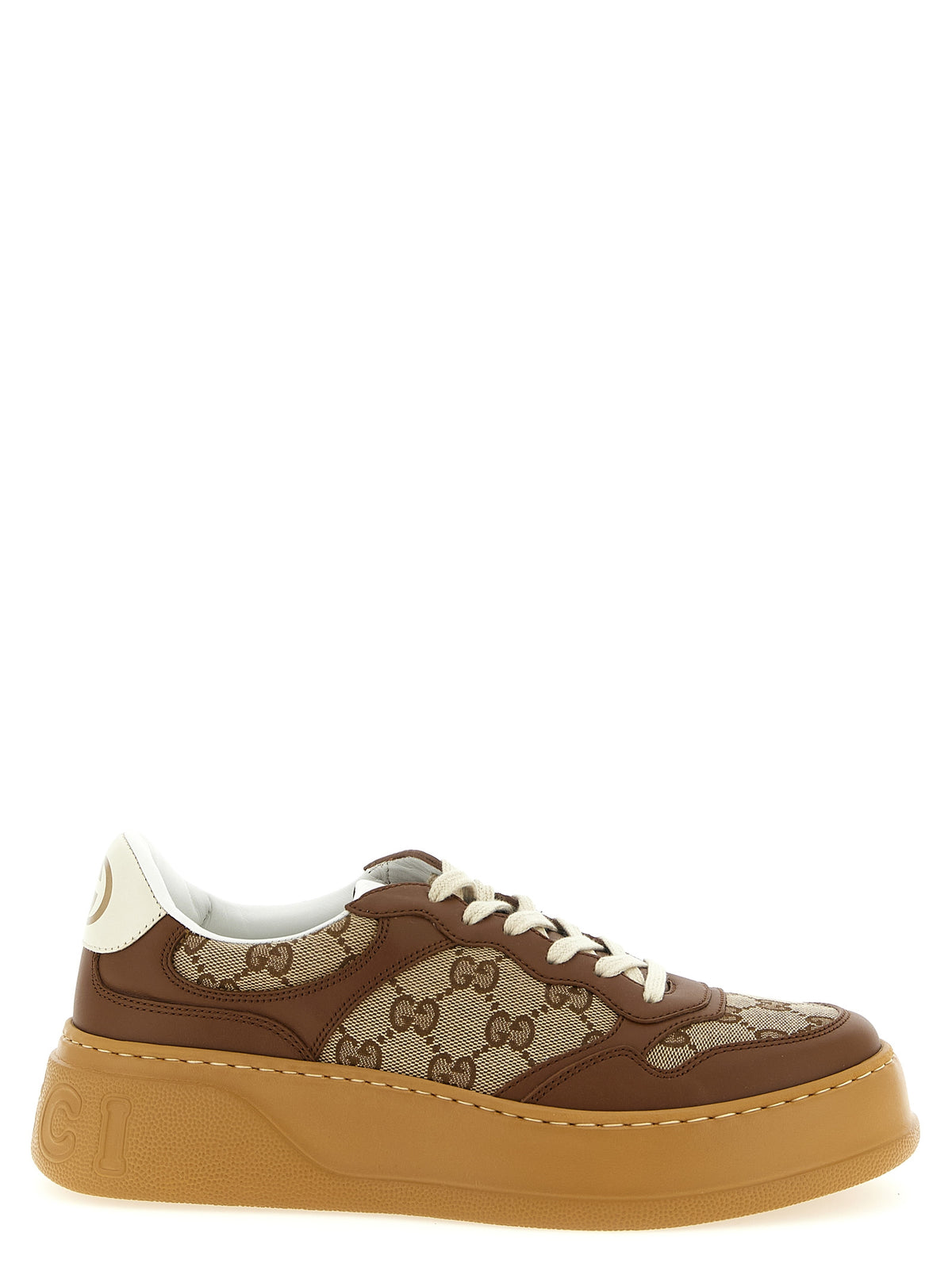 Baskets chunky Gucci en cuir de veau marron