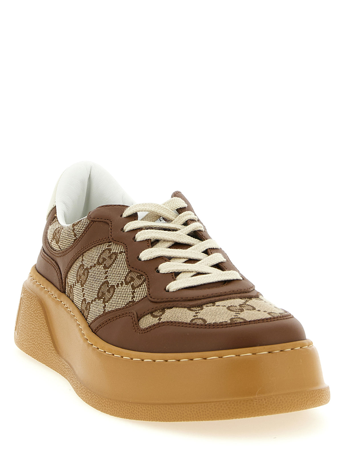 Baskets chunky Gucci en cuir de veau marron