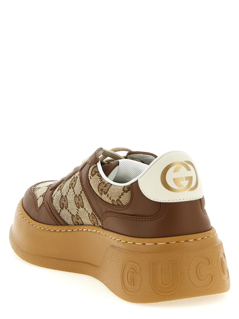 Baskets chunky Gucci en cuir de veau marron