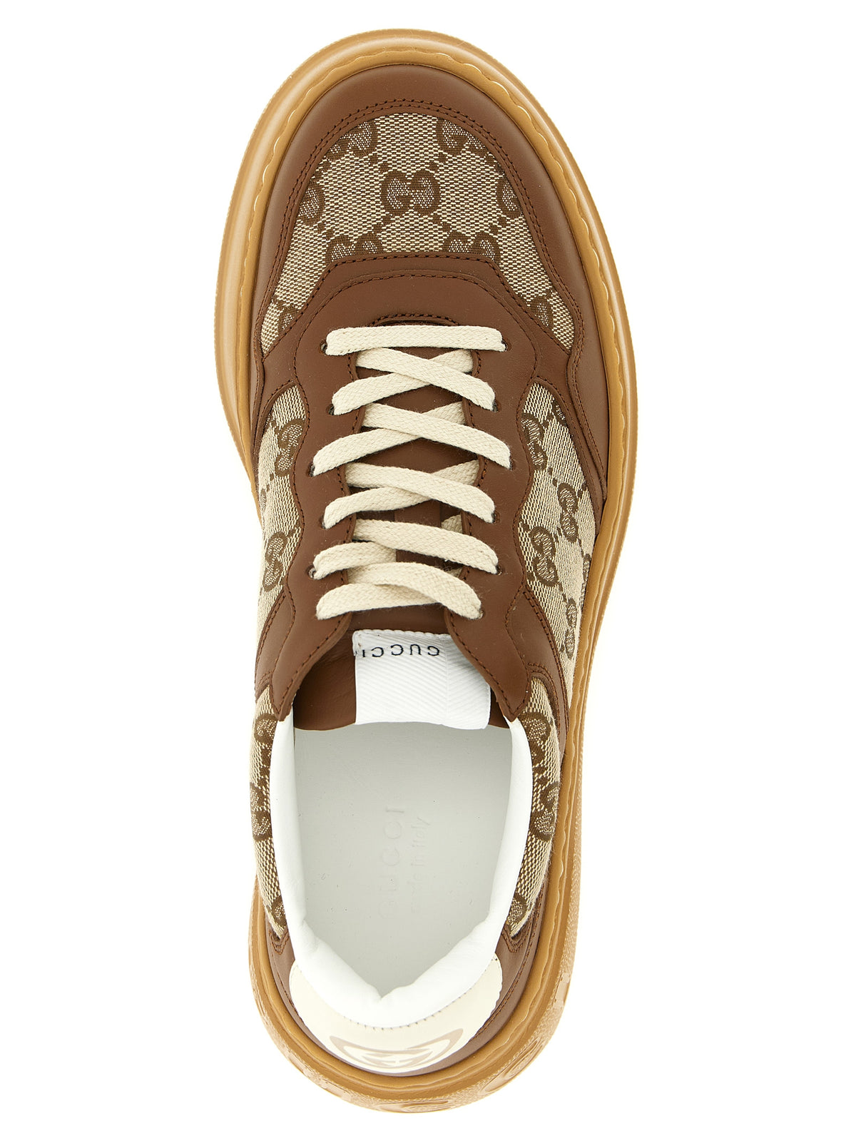 Baskets chunky Gucci en cuir de veau marron