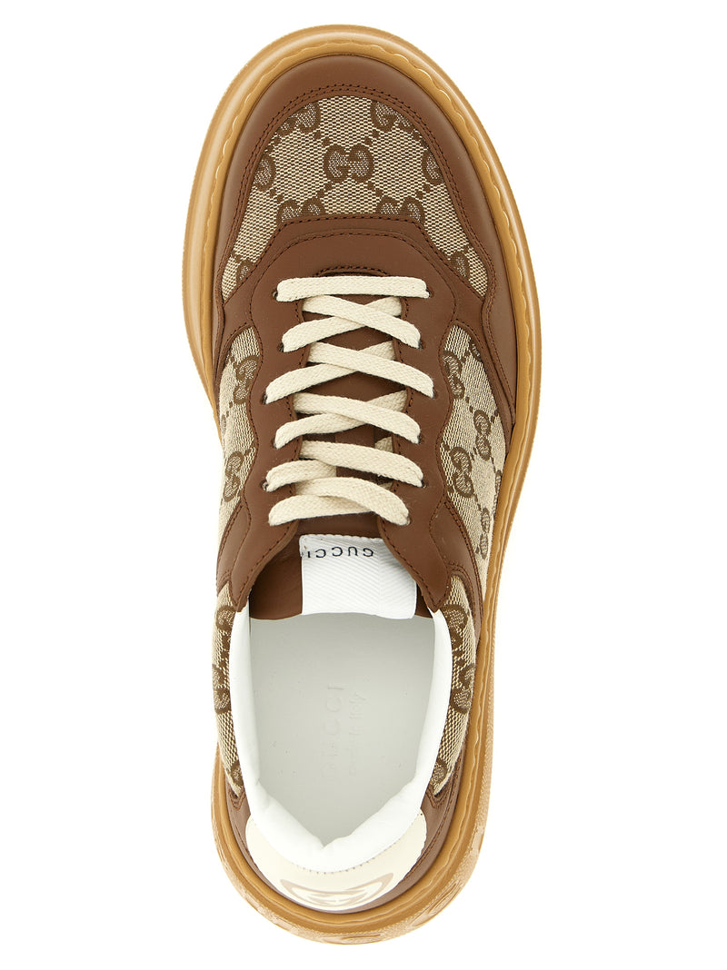 Baskets chunky Gucci en cuir de veau marron