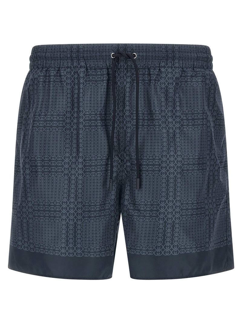 Gucci Incrocio GG Print Blue Polyester Swim Shorts