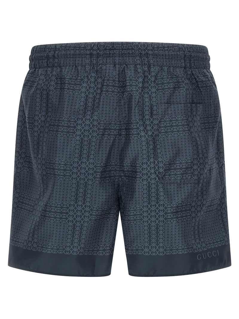 Gucci Incrocio GG Print Blue Polyester Swim Shorts