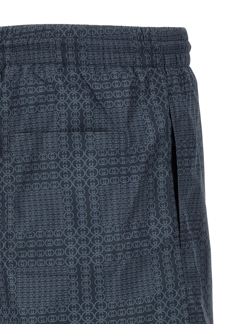 Gucci Incrocio GG Print Blue Polyester Swim Shorts