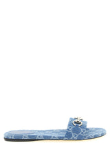 Mules en coton bleu Gucci