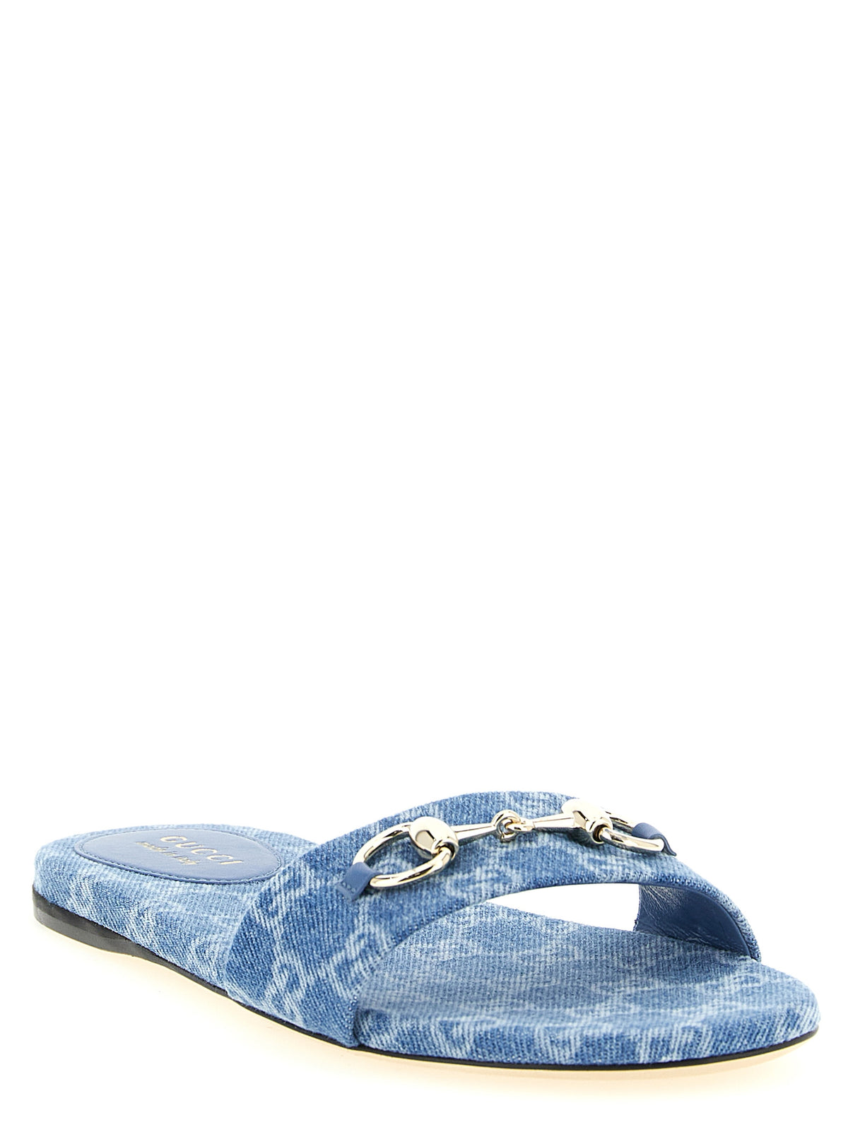 Mules en coton bleu Gucci