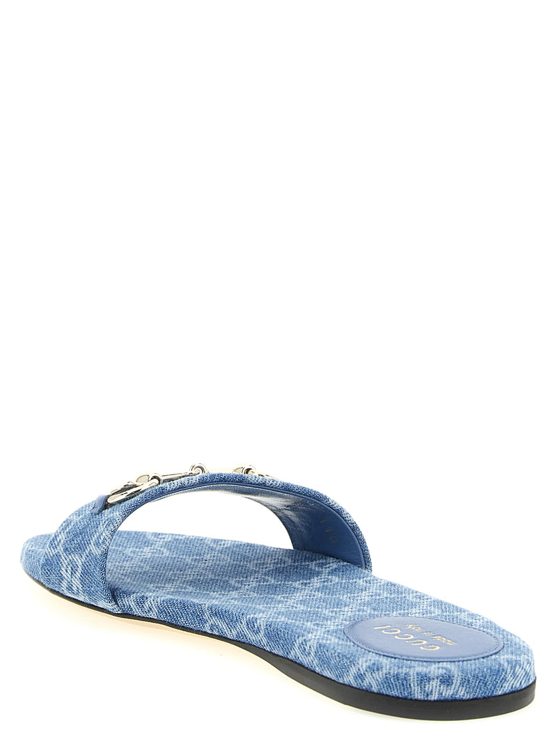 Mules en coton bleu Gucci