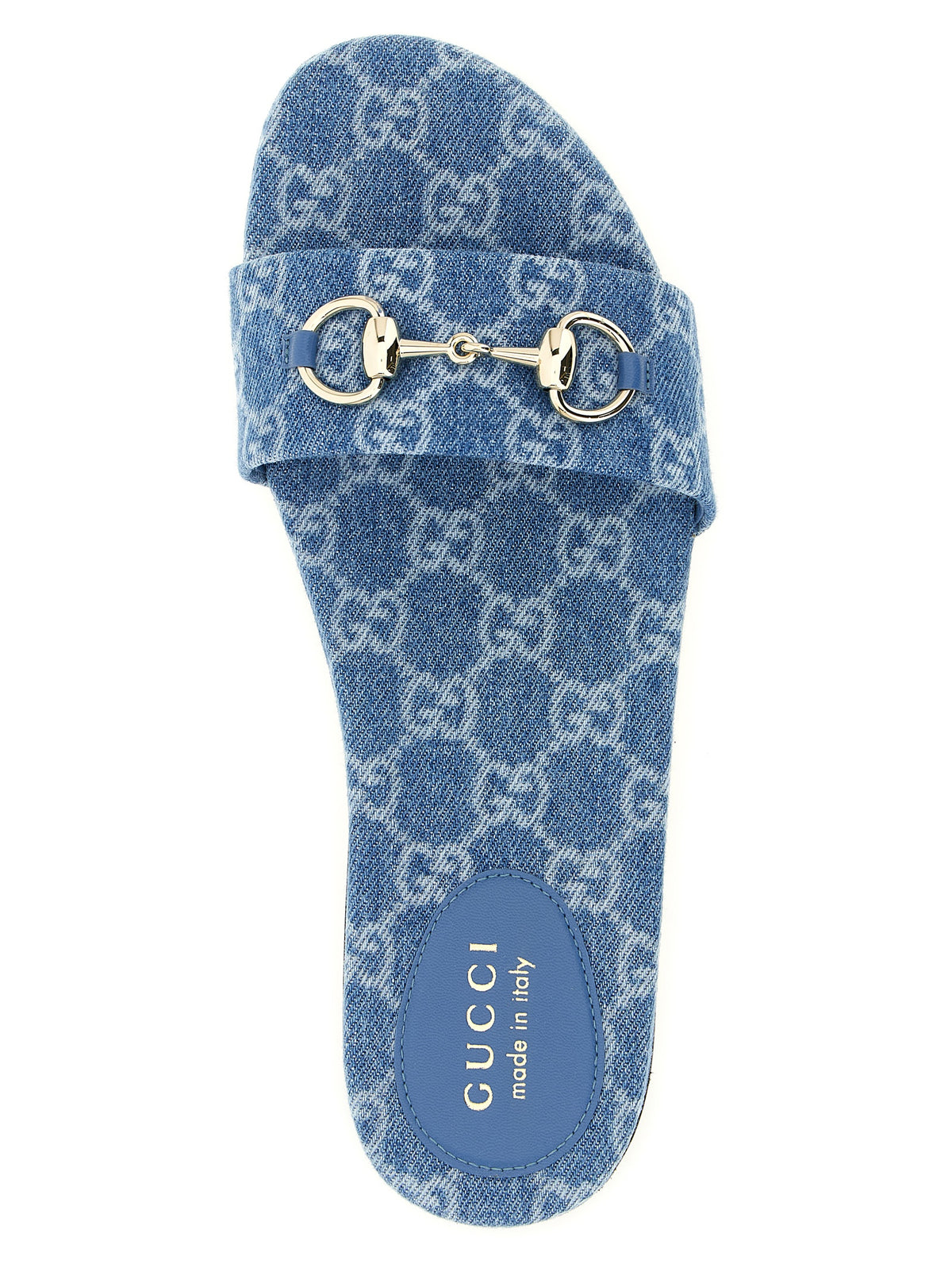 Mules en coton bleu Gucci