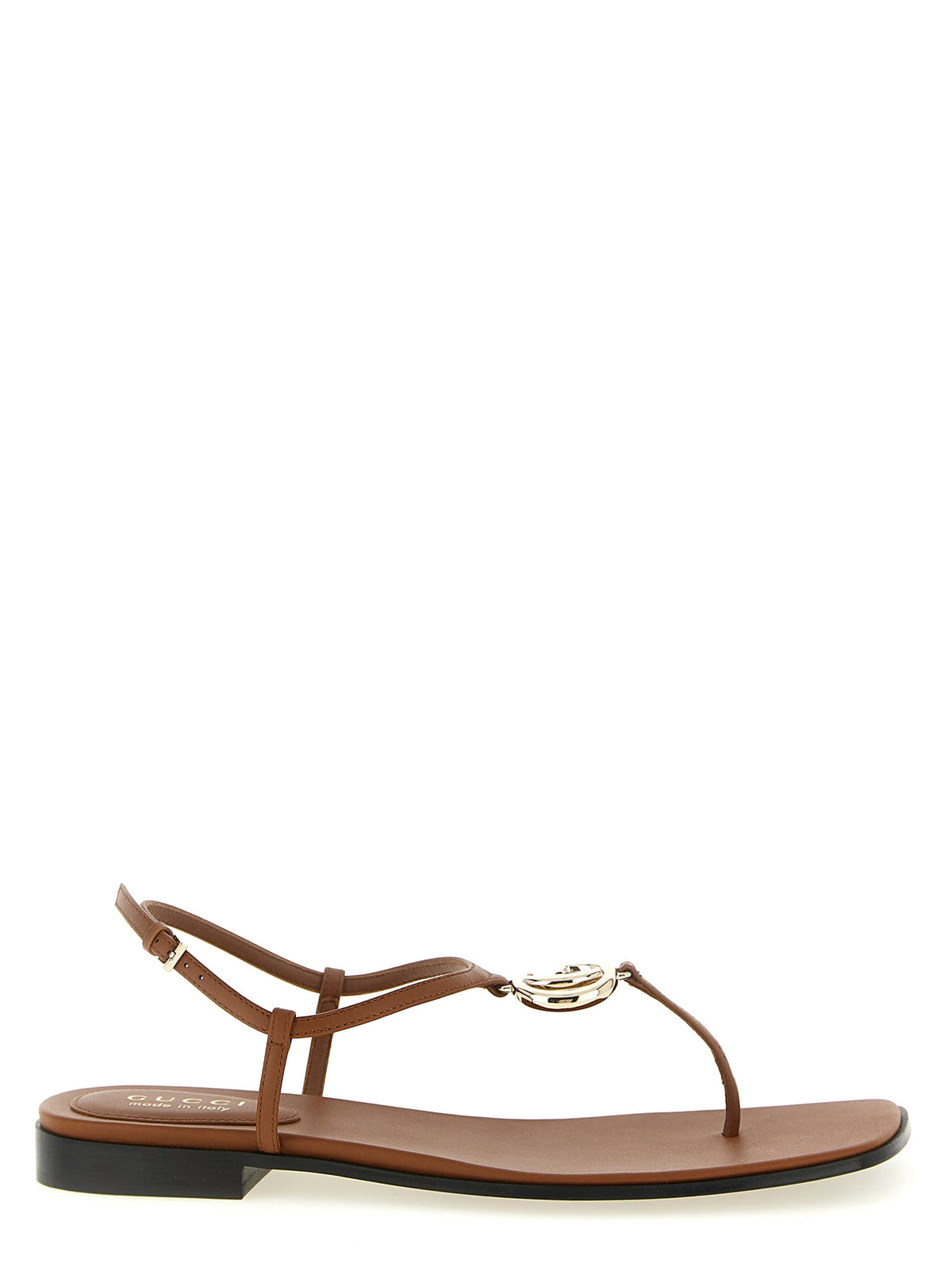 Gucci Brown Calfskin Flat Sandals - Lifford Model