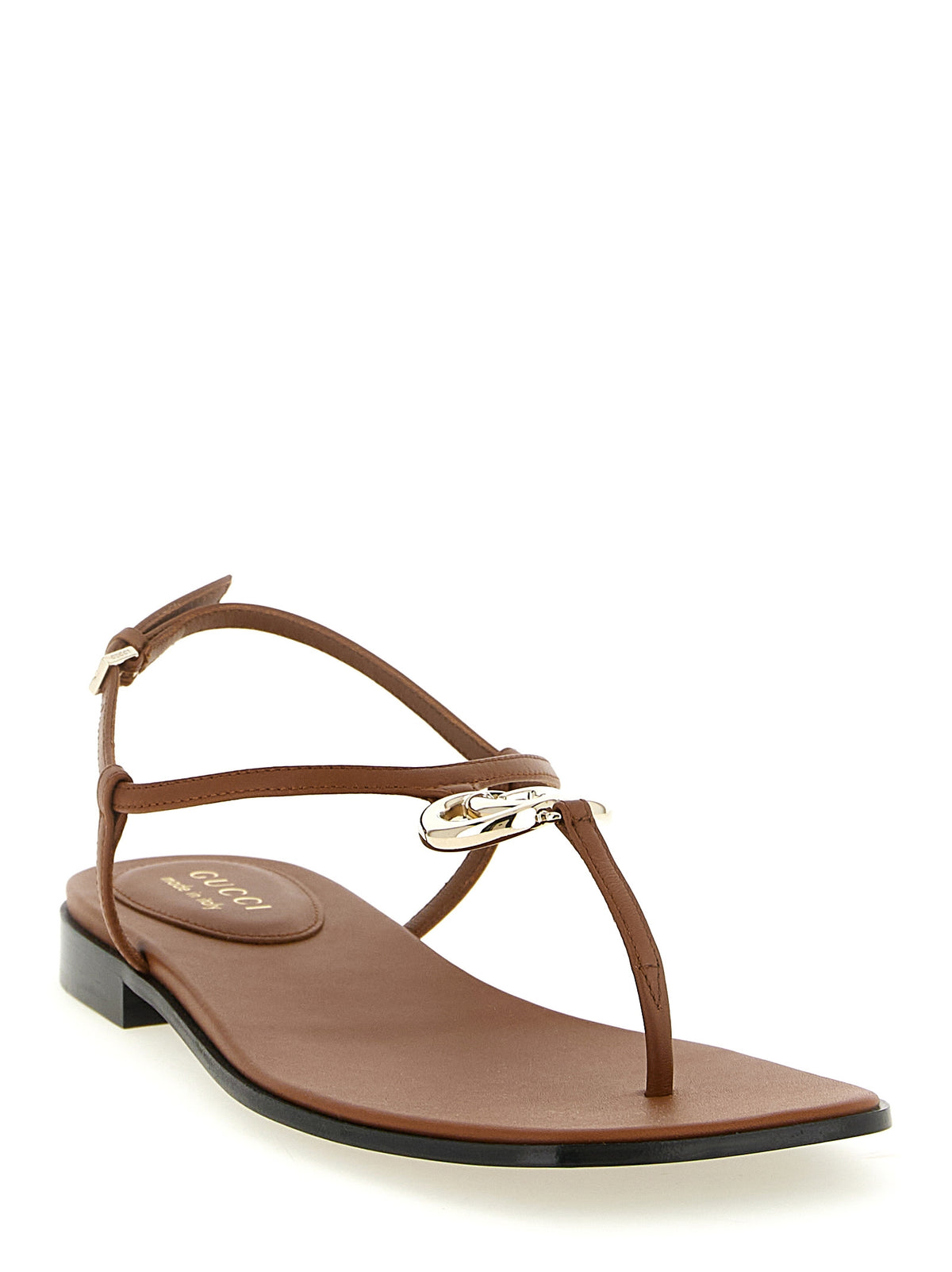 Gucci Brown Calfskin Flat Sandals - Lifford Model