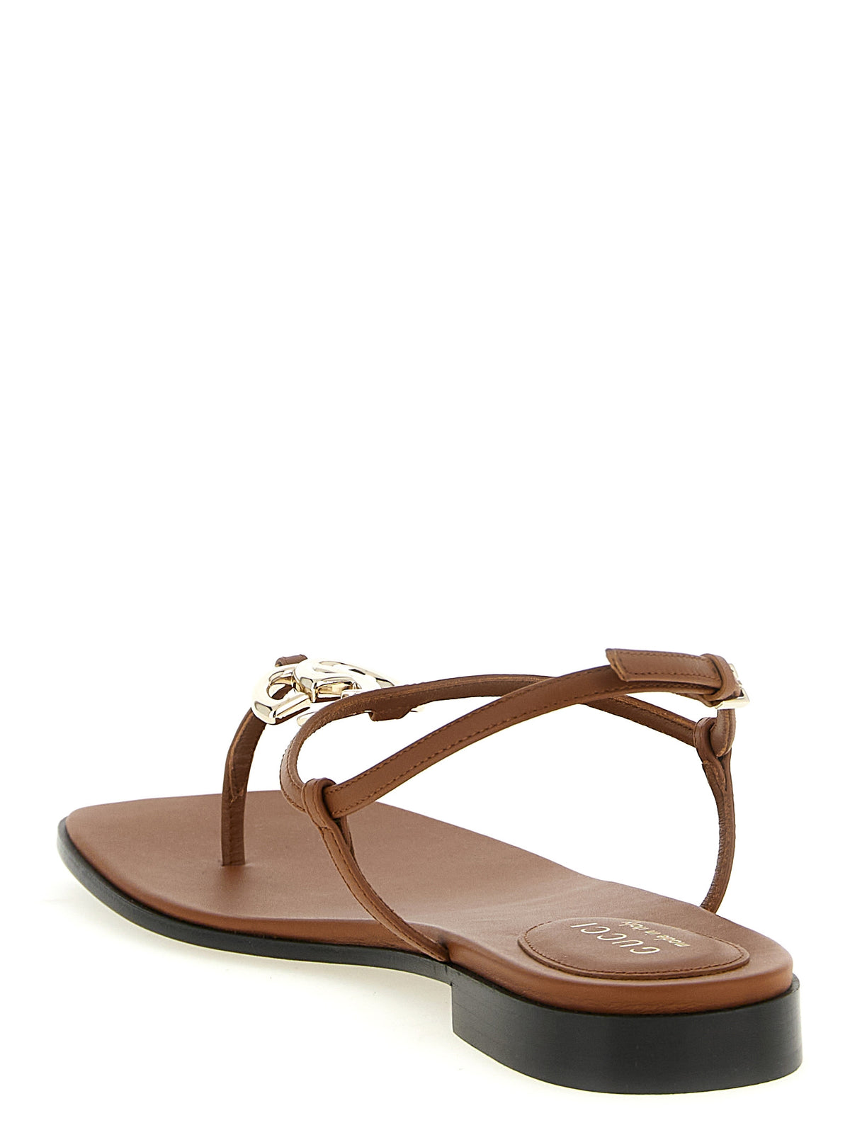 Gucci Brown Calfskin Flat Sandals - Lifford Model