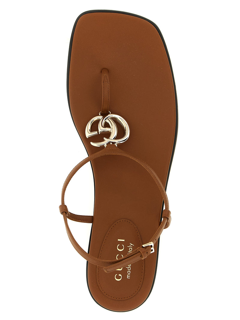 Gucci Lifford Brown Calfskin Flat Sandals for Women