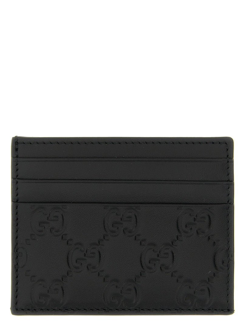 Porte-cartes Gucci en cuir de veau noir
