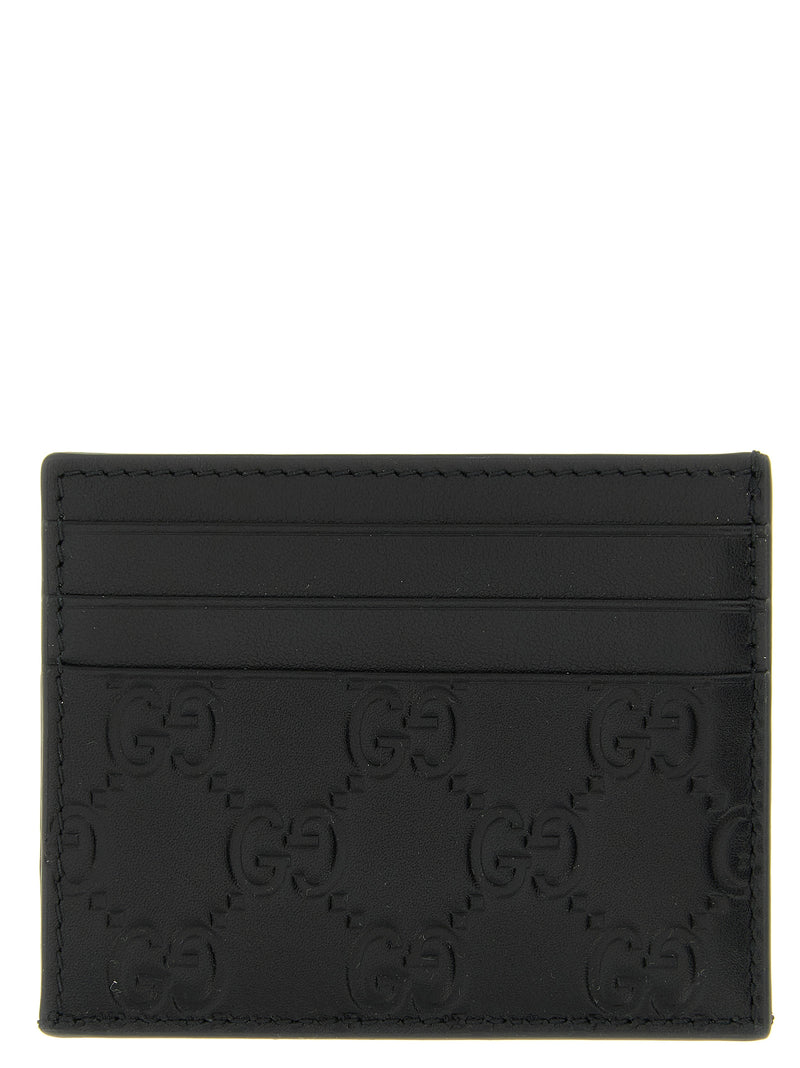 Porte-cartes Gucci en cuir de veau noir