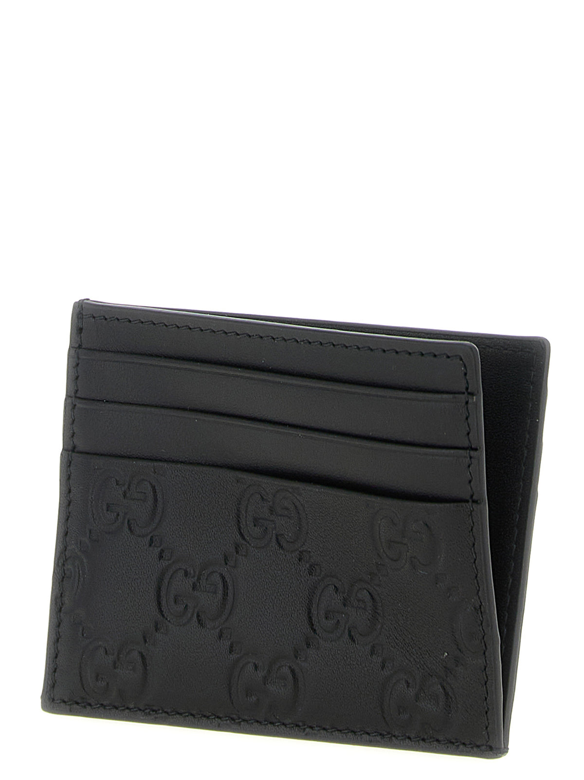 Porte-cartes Gucci en cuir de veau noir
