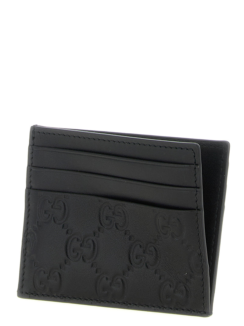 Porte-cartes Gucci en cuir de veau noir