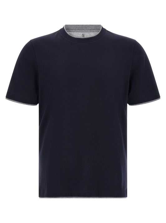 Brunello Cucinelli Blue Cotton T-Shirt for Men