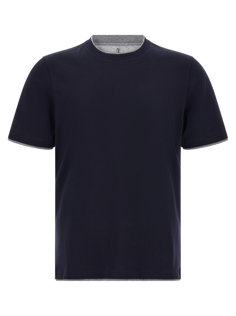Brunello Cucinelli Blue Cotton T-Shirt for Men