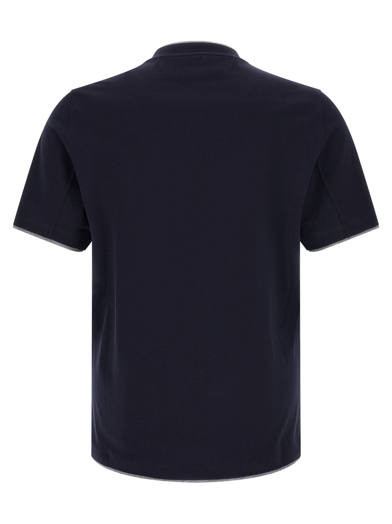 Brunello Cucinelli Blue Cotton T-Shirt for Men