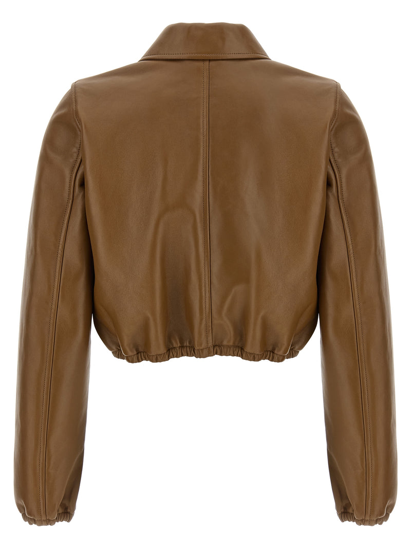 Gucci Beige Lamb Leather Leather Jacket