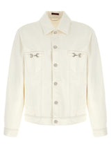Blouson en jean de coton blanc Gucci