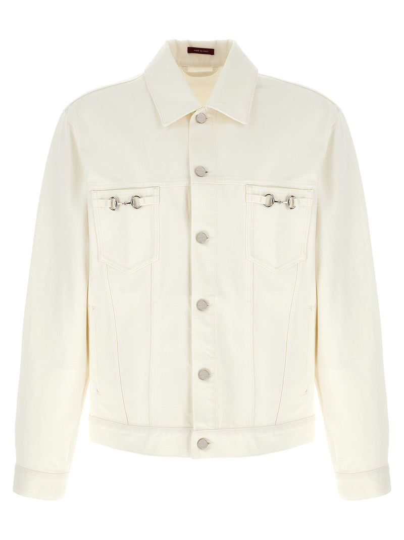 Blouson en jean de coton blanc Gucci