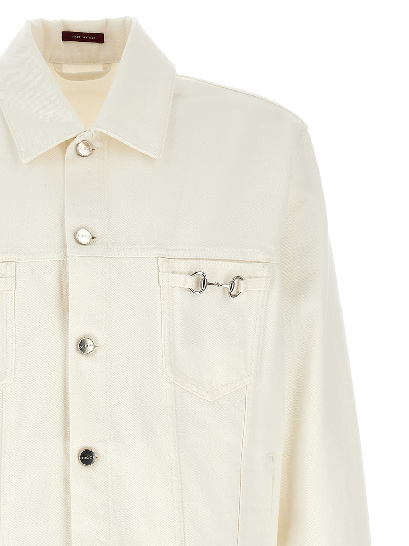 Blouson en jean de coton blanc Gucci