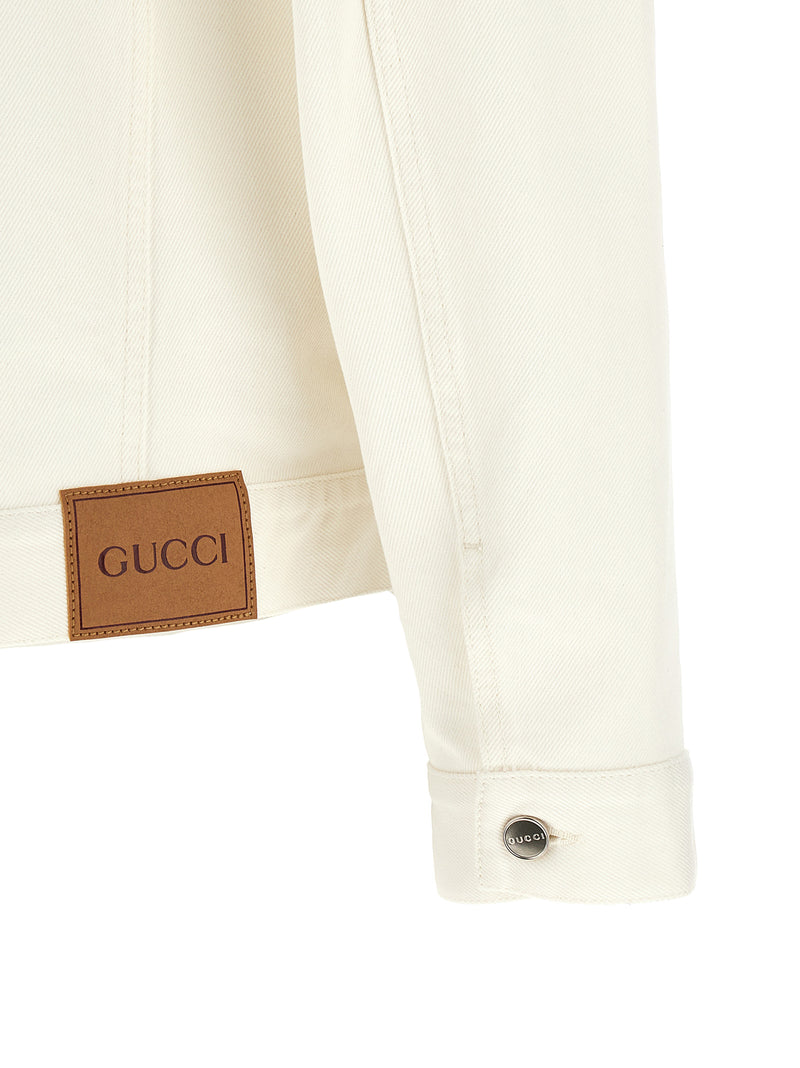 Blouson en jean de coton blanc Gucci