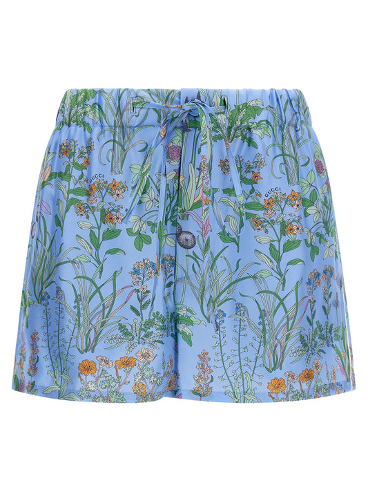 Shorts bermudas en soie bleue Gucci