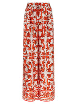 Pantalon évasé en soie orange Dolce & Gabbana