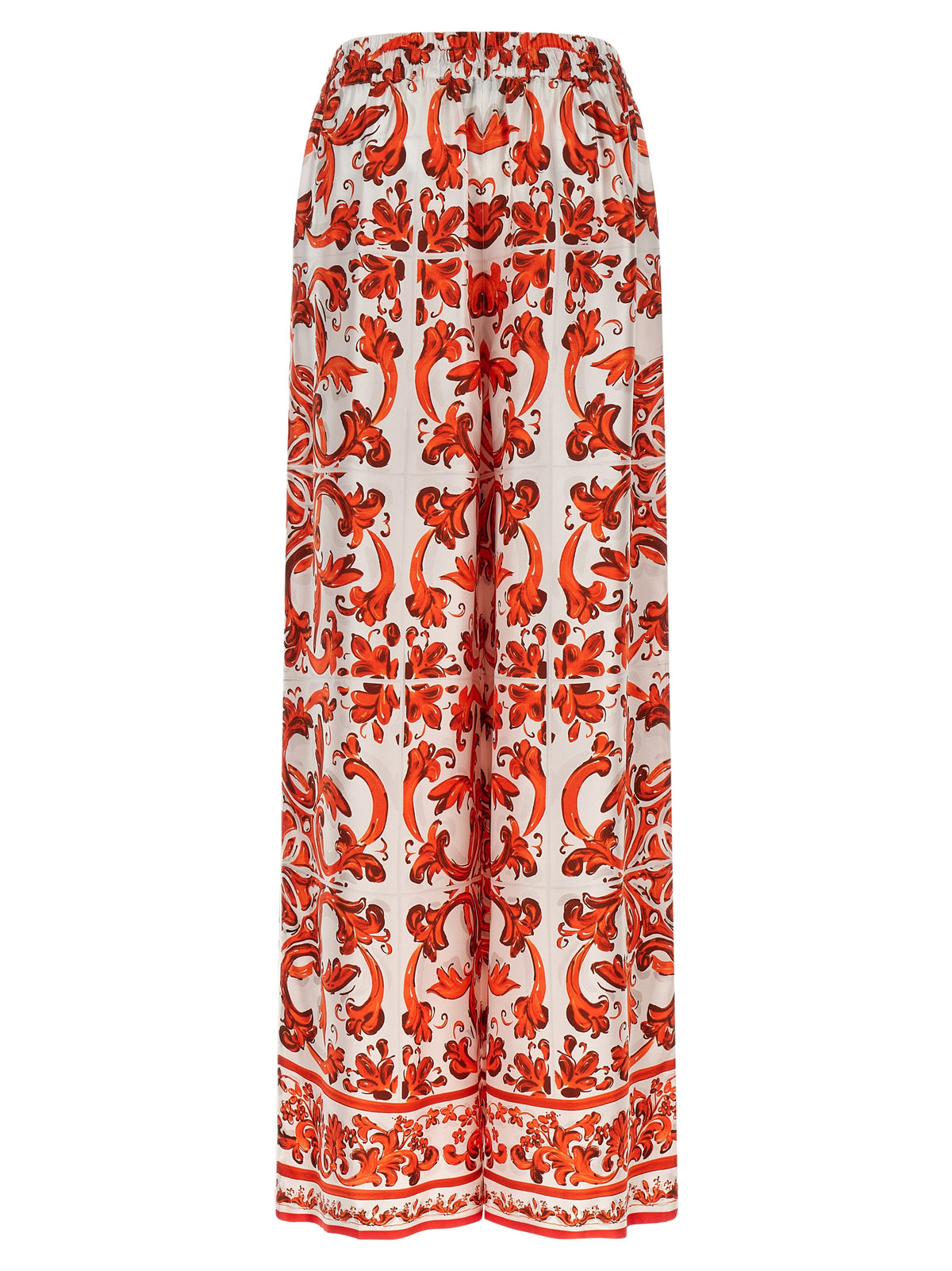 Pantalon évasé en soie orange Dolce & Gabbana