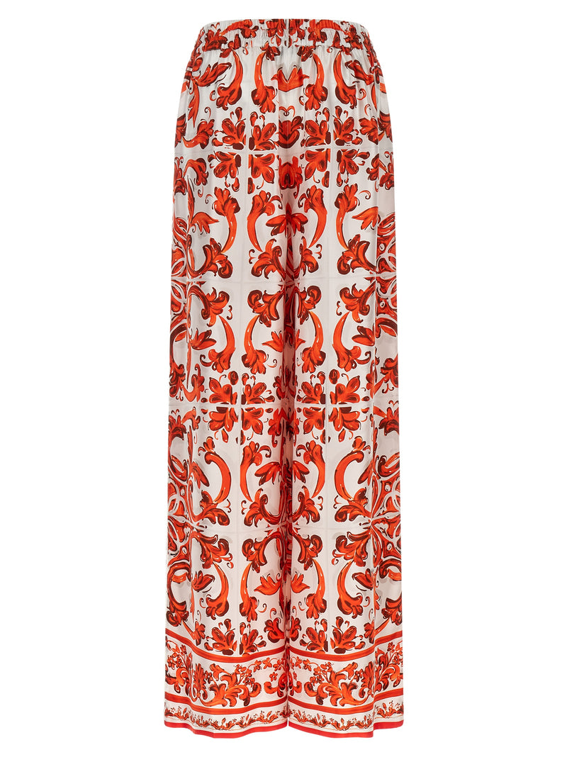 Dolce & Gabbana Orange Silk Flared Pants
