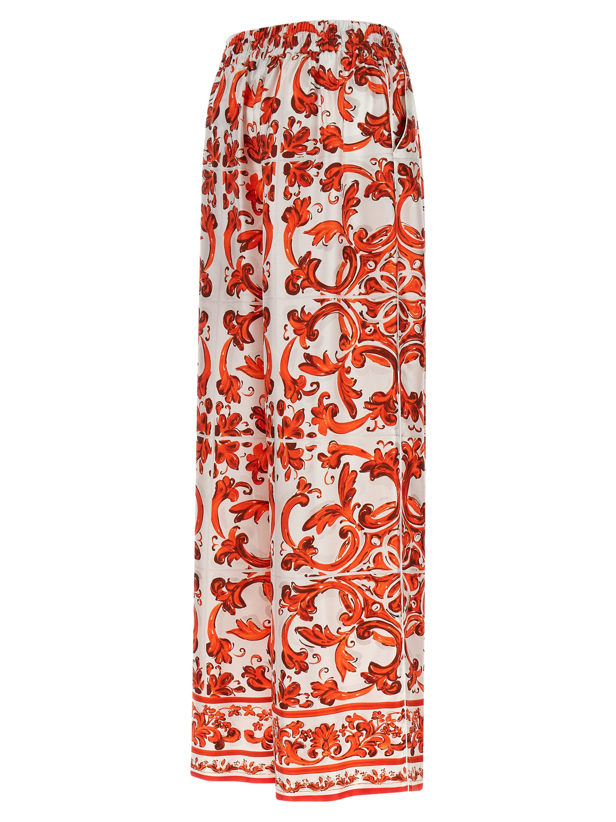 Pantalon évasé en soie orange Dolce & Gabbana