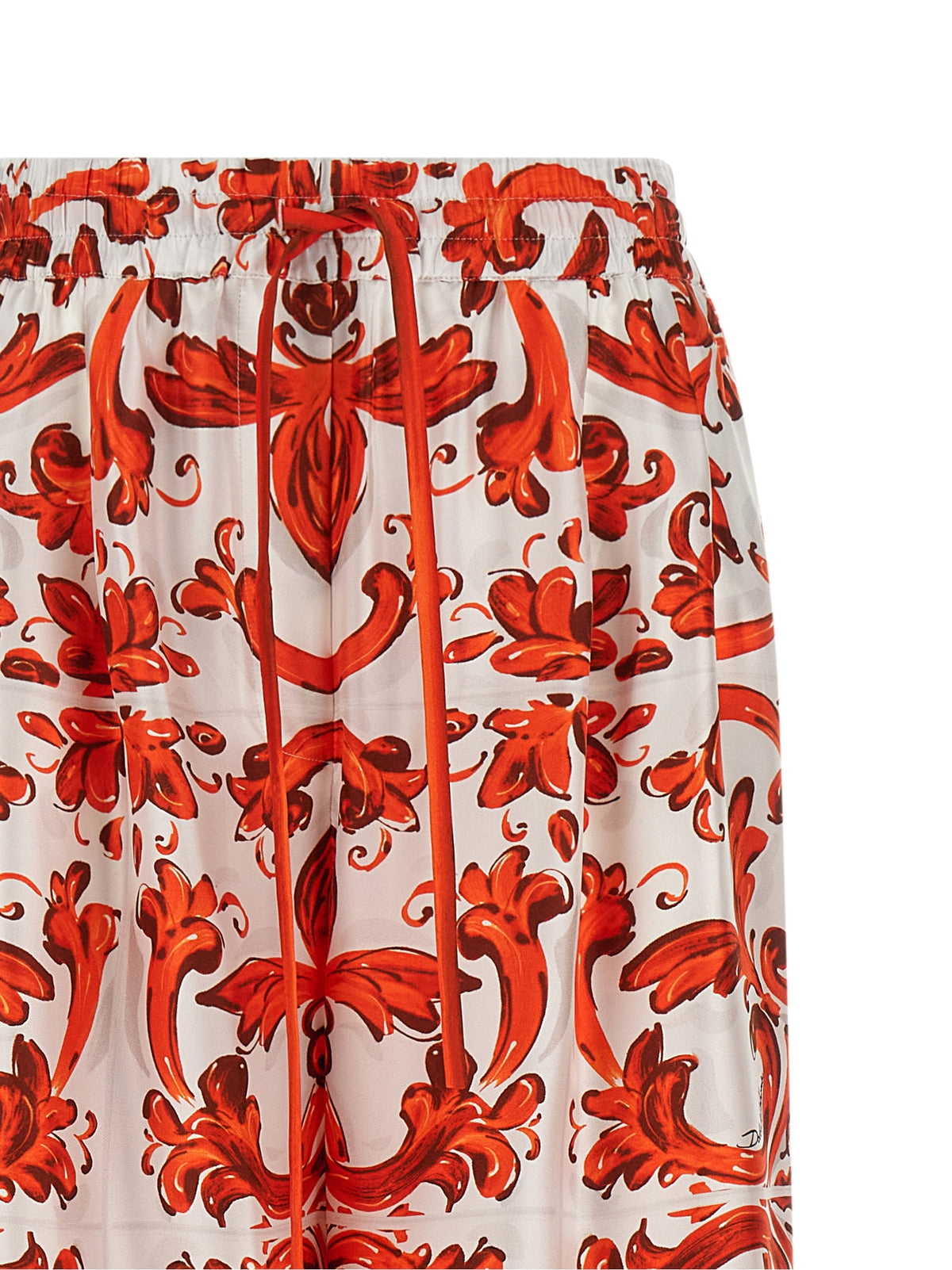 Pantalon évasé en soie orange Dolce & Gabbana