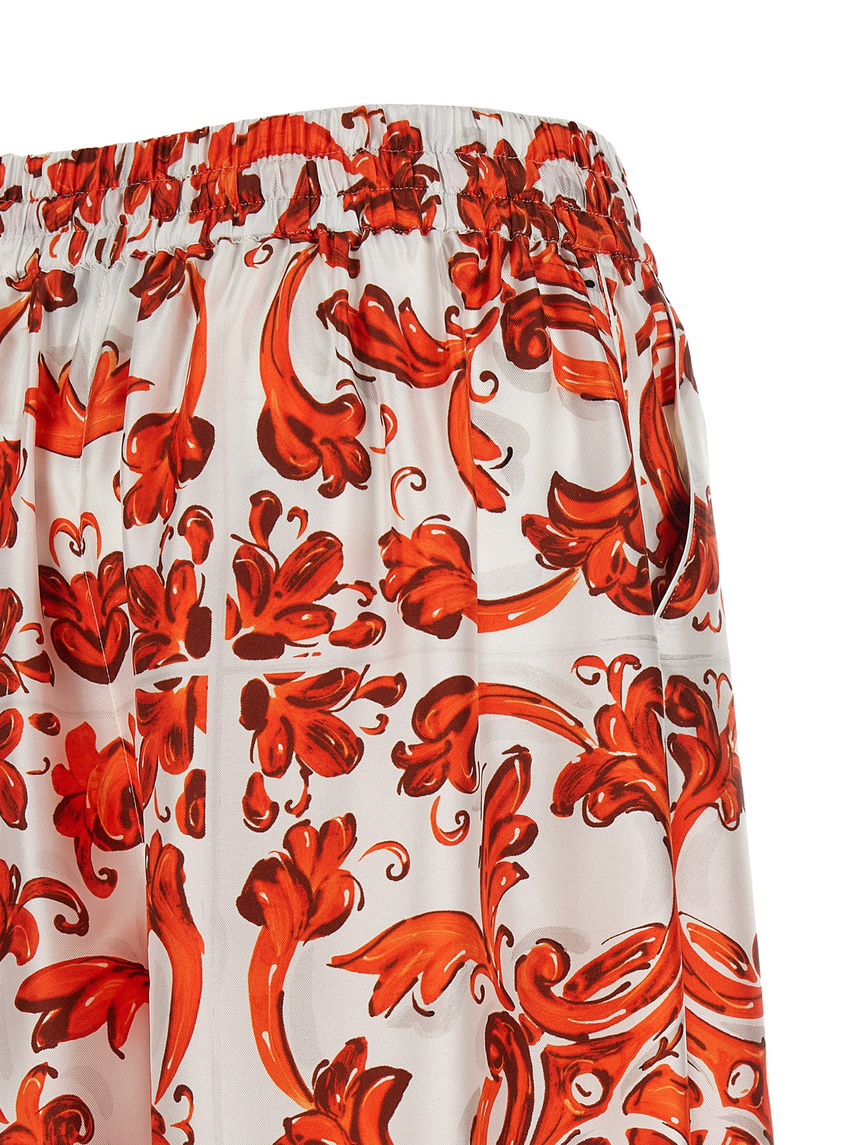 Pantalon évasé en soie orange Dolce & Gabbana