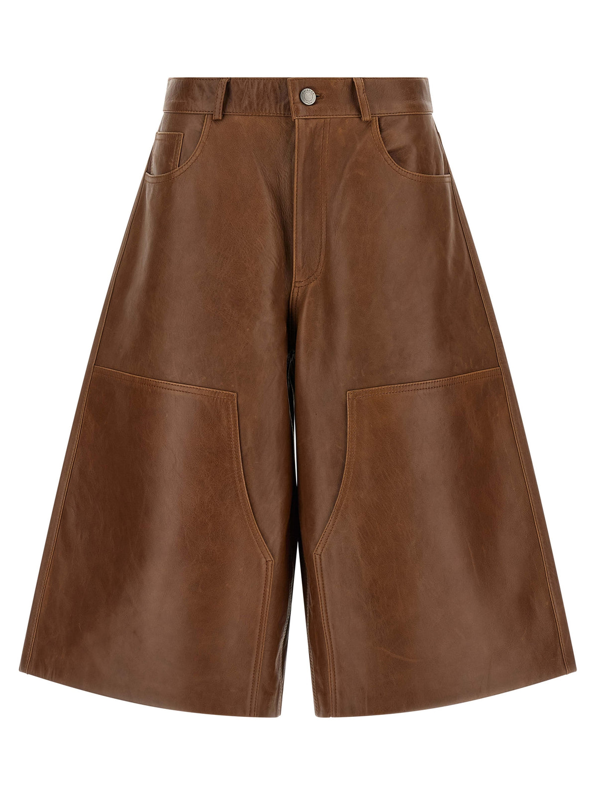 Shorts Bermuda Haikure en cuir d'agneau marron